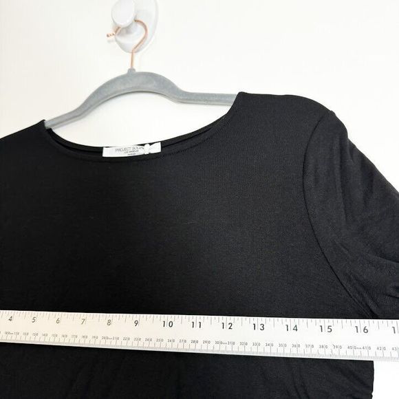 Project Social T Aubrey Ruched Side Long Sleeve Top Womens Black Size Medium NWT - Picture 7 of 9